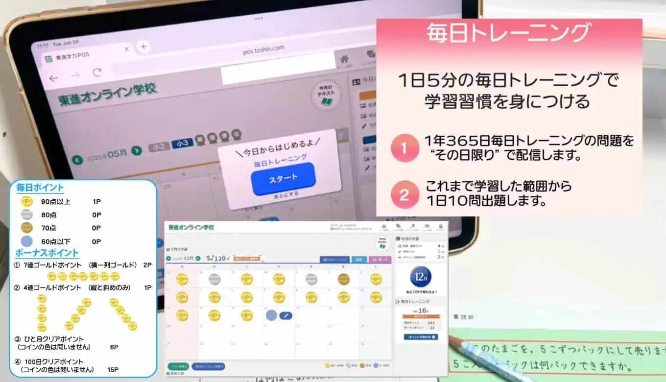 東進オンライン学校の毎日トレーニングポイント